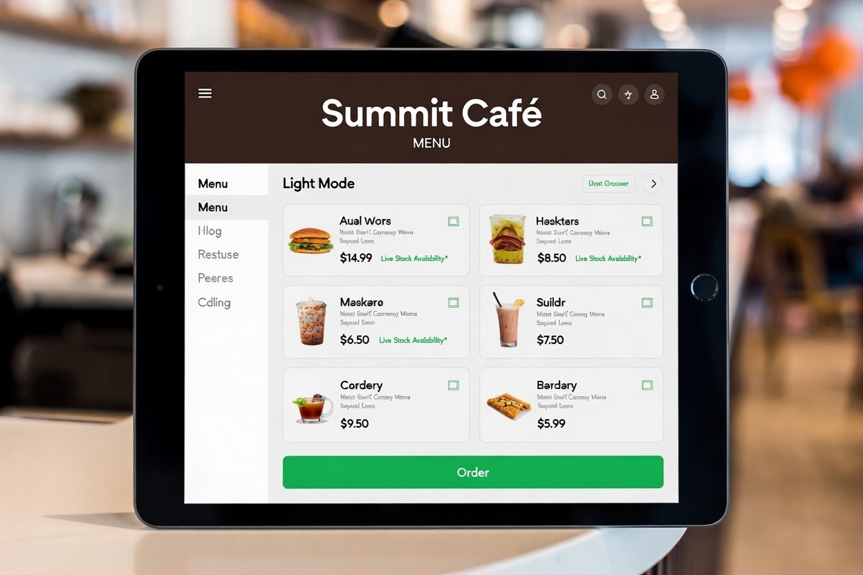Custom restaurant ordering app on tablet
